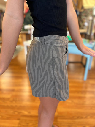 Mayoral Girls Zebra Print Twill Skort – Grey Animal Print - All About Me Boutique