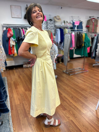 Merci Smocked Side Midi Dress - All About Me Boutique