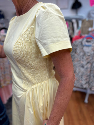 Merci Smocked Side Midi Dress - All About Me Boutique