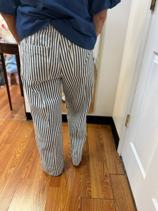 Merci Striped Wide Leg Denim Pants - All About Me Boutique