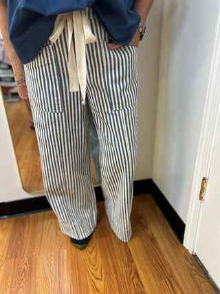 Merci Striped Wide Leg Denim Pants - All About Me Boutique