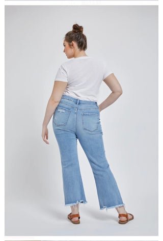 Mica Denim Plus High Rise Crop Flare - All About Me Boutique