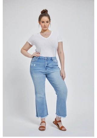 Mica Denim Plus High Rise Crop Flare - All About Me Boutique