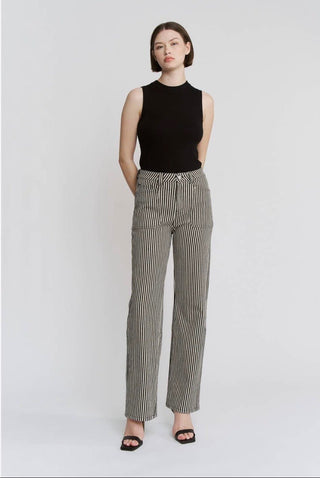 Mica Denim Super High-Rise Striped Straight Leg Jeans - All About Me Boutique