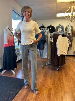 Mica Denim Super High-Rise Striped Straight Leg Jeans - All About Me Boutique