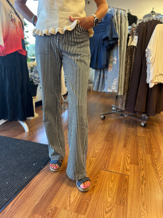 Mica Denim Super High-Rise Striped Straight Leg Jeans - All About Me Boutique