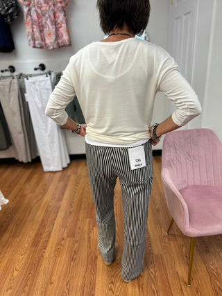 Mica Denim Super High-Rise Striped Straight Leg Jeans - All About Me Boutique