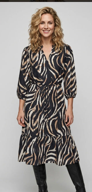 Mlle Gabrielle Linique Zebra Midi Dress - All About Me Boutique
