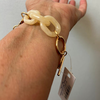 Modern Muse Cream & Gold Geometric Statement Link Bracelet - All About Me Boutique
