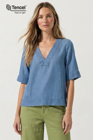 Naked Zebra Tencel V - Neck Blouse – Effortless Eco - Chic Top - All About Me Boutique
