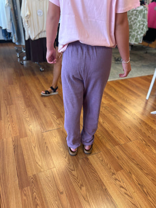 Paper Flower Acid Wash Sweat Pant - Heart Applique - All About Me Boutique