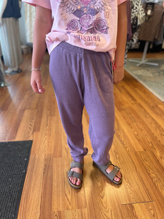 Paper Flower Acid Wash Sweat Pant - Heart Applique - All About Me Boutique