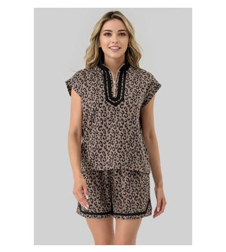 Pixie + Ivy Animal Print Top and Short Set - All About Me Boutique
