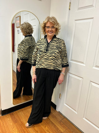 Pixie + Ivy Gwen Zebra Print V-Neck Top - All About Me Boutique