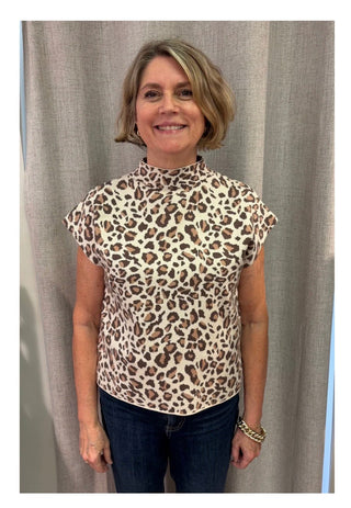 Pixie + Ivy Mock Neck Leopard Print Sweater Top - All About Me Boutique