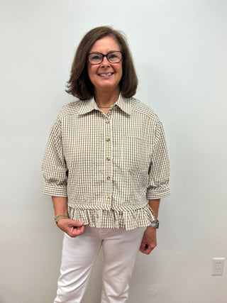 Pixie + Ivy Parker Gingham Ruffle Blouse - All About Me Boutique