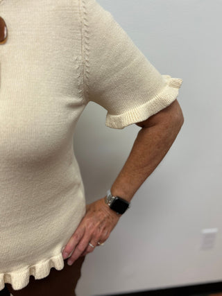 Pixie + Ivy Short Sleeve Ruffle Knit Top - All About Me Boutique