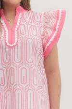Plus Geometric Printed Flutter Sleeve Top - All About Me Boutique