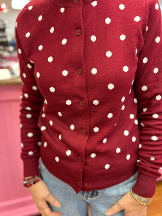Polka Dot Button Down Sweater Cardigan - All About Me Boutique