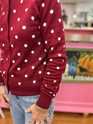 Polka Dot Button Down Sweater Cardigan - All About Me Boutique