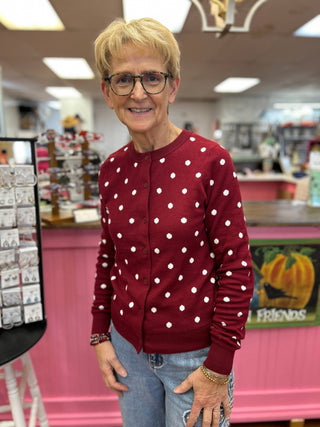 Polka Dot Button Down Sweater Cardigan - All About Me Boutique