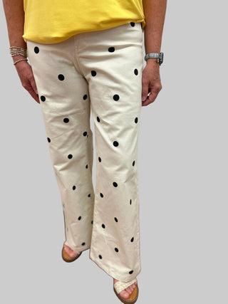Polka Dot Stretch Denim Pant - All About Me Boutique