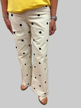 Polka Dot Stretch Denim Pant - All About Me Boutique