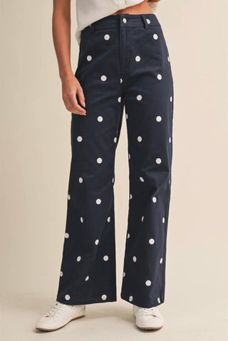 Polka Dot Stretch Denim Pant - All About Me Boutique