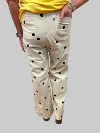 Polka Dot Stretch Denim Pant - All About Me Boutique