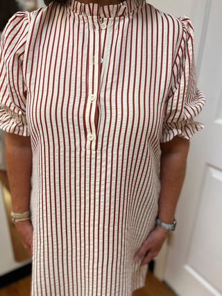 Quinn Stripe Seersucker Game Day Dress - All About Me Boutique