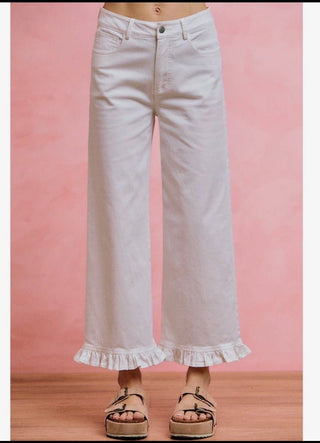Ruffled Bottom Mid Rise Jeans - All About Me Boutique