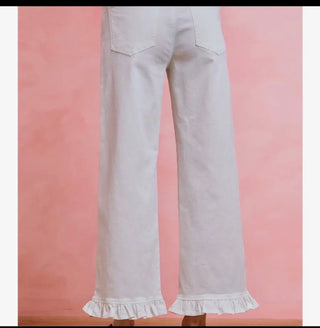 Ruffled Bottom Mid Rise Jeans - All About Me Boutique