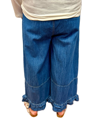 So Me Ruffle Hem Wide Leg Cropped Jeans – Lightweight Comfort - All About Me Boutique