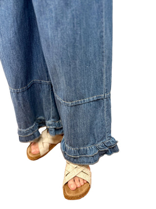So Me Ruffle Hem Wide Leg Cropped Jeans – Lightweight Comfort - All About Me Boutique