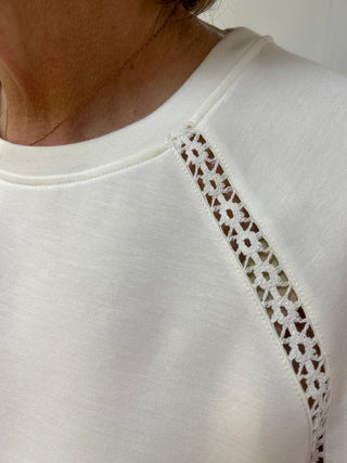 Steven Edwards Silky Soft Crochet Lace Raglan Crewneck Top - All About Me Boutique