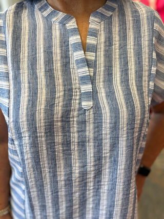 Striped Cap Sleeve Blouse - All About Me Boutique