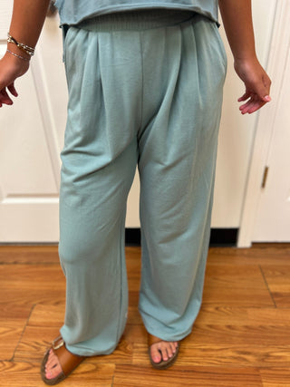 Tenly Girls Ice Blue Pleated Front Pants - All About Me Boutique