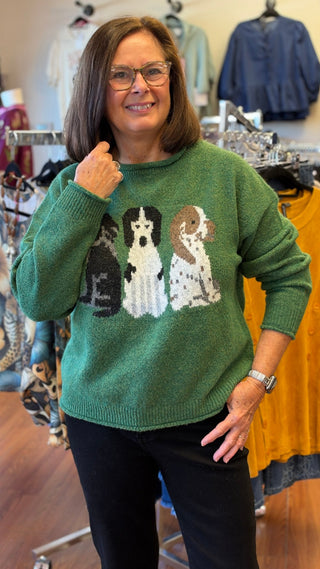 Three Dog Graphic Pullover Sweater - All About Me Boutique