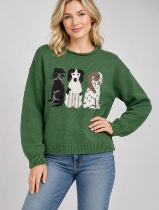 Three Dog Graphic Pullover Sweater - All About Me Boutique