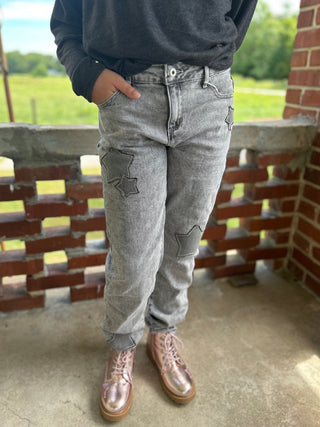Tractr Girls Star Appliqué Jeans - All About Me Boutique