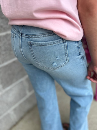 Tractr Girls Utility Pocket Wide Leg Denim Jeans - All About Me Boutique