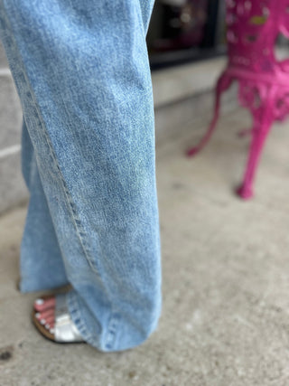 Tractr High-Rise Wide Leg Jeans - Light Wash Relaxed Fit - All About Me Boutique