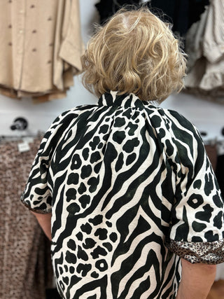 Umgee Animal Print Top with Bubble Sleeves - All About Me Boutique