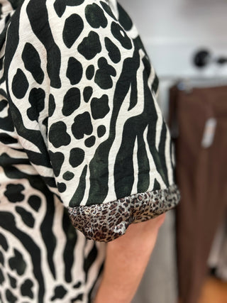 Umgee Animal Print Top with Bubble Sleeves - All About Me Boutique