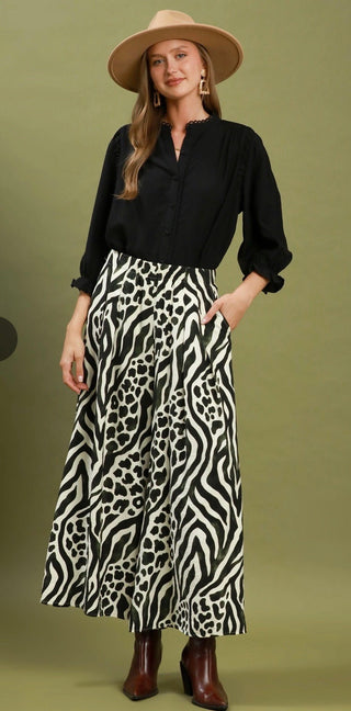 Umgee Animal Print Wide Leg Pants - All About Me Boutique
