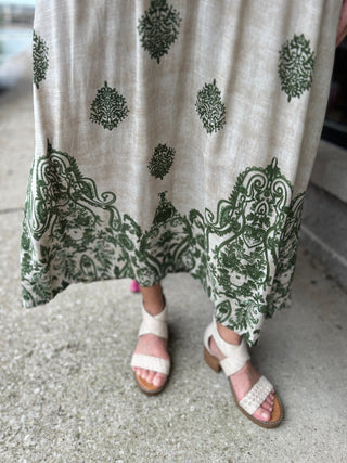 Umgee Border Print Midi Dress - All About Me Boutique