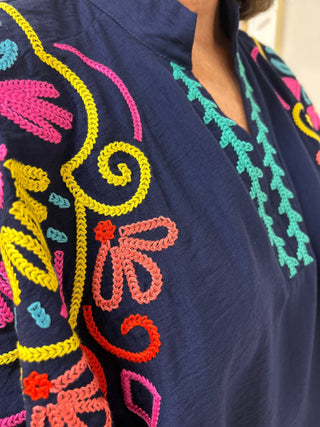 Umgee Embroidered Dolman Sleeve Blouse - All About Me Boutique
