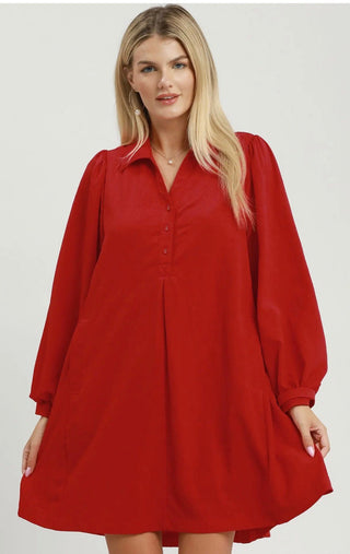 Umgee Floral Crinkle Jacquard Polo Dress - All About Me Boutique