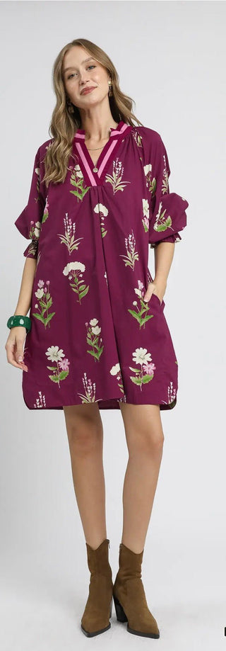 Umgee Floral Tunic Dress - All About Me Boutique
