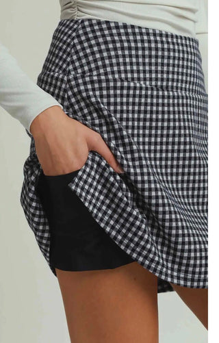 Umgee Gingham Plaid Skort - All About Me Boutique